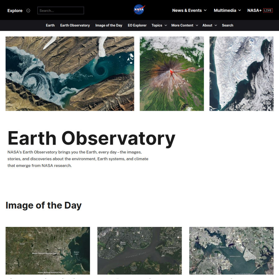 earthobservatory.nasa.gov homepage screenshot