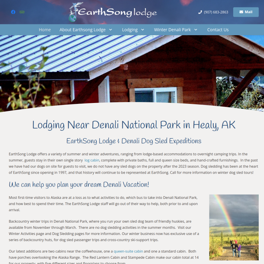 earthsonglodge.com homepage screenshot