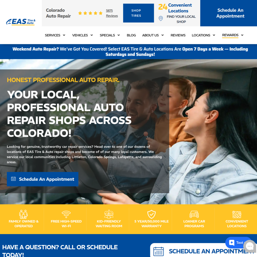 eas-tire.com homepage screenshot