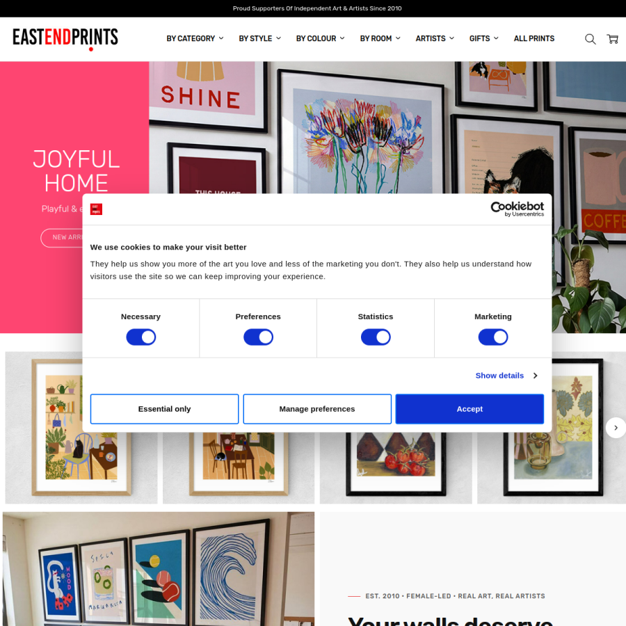 eastendprints.co.uk homepage screenshot