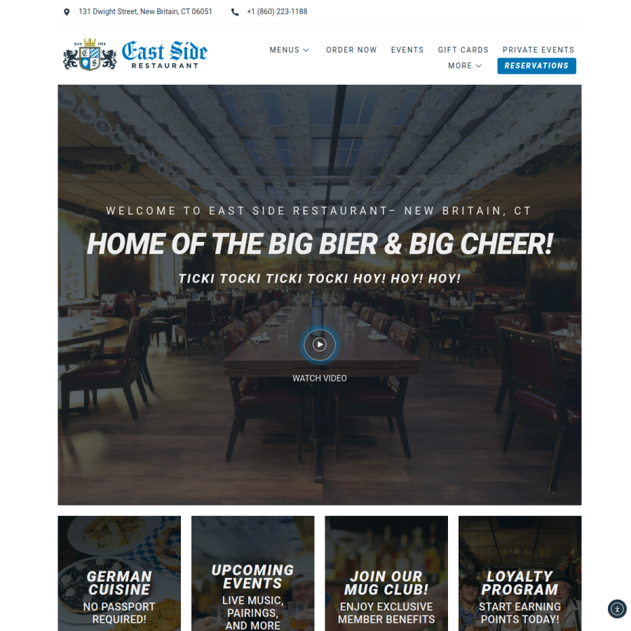 eastsiderestaurant.com homepage screenshot
