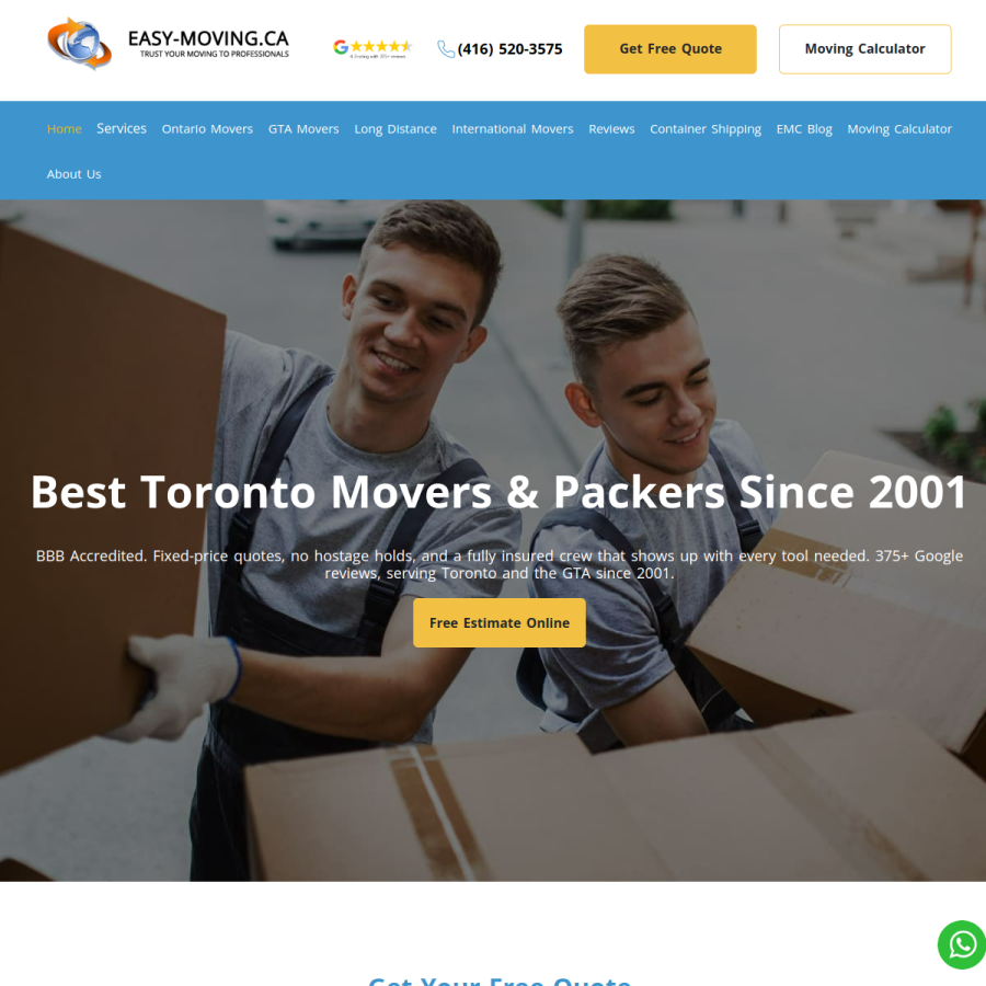 easy-moving.ca homepage screenshot