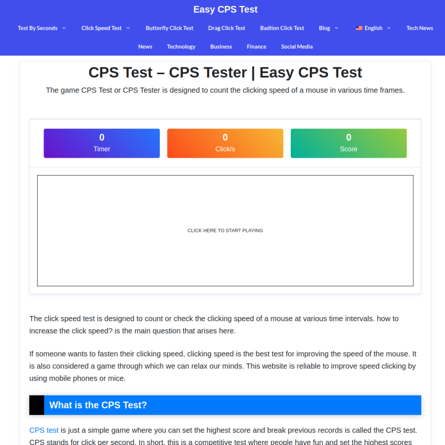 easycpstest.com homepage screenshot