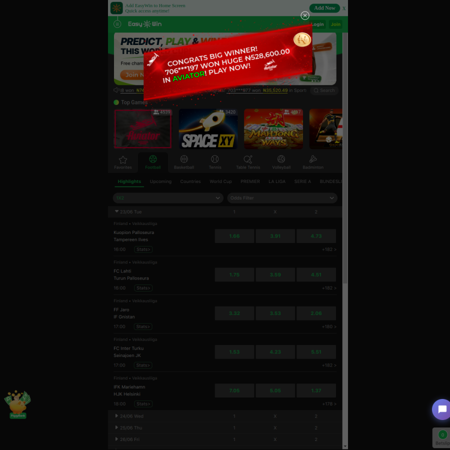 easywin.ng homepage screenshot
