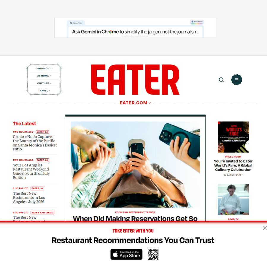 eater.com homepage screenshot