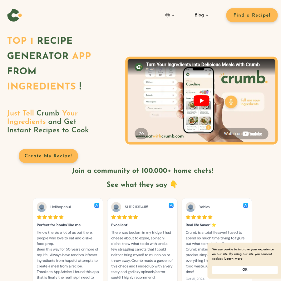 eatwithcrumb.com homepage screenshot