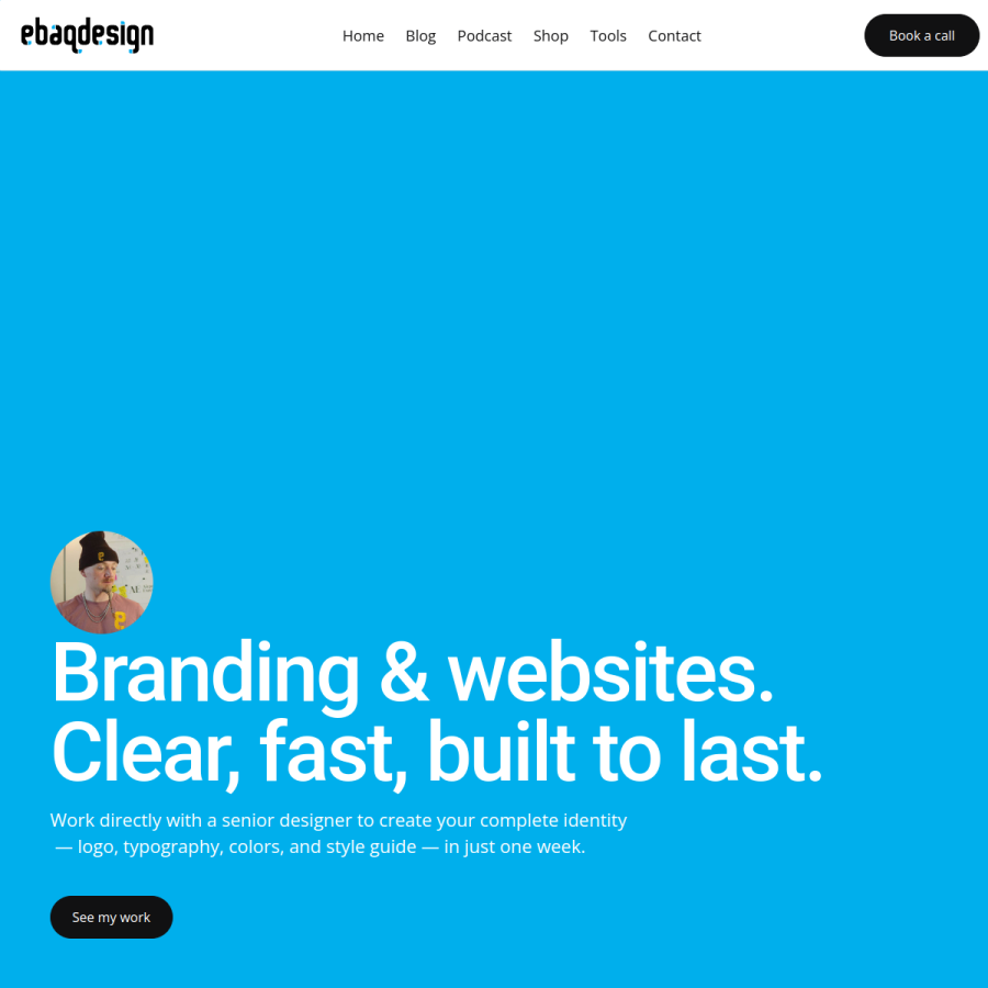 ebaqdesign.com homepage screenshot