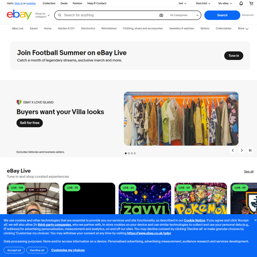 ebay.co.uk homepage screenshot