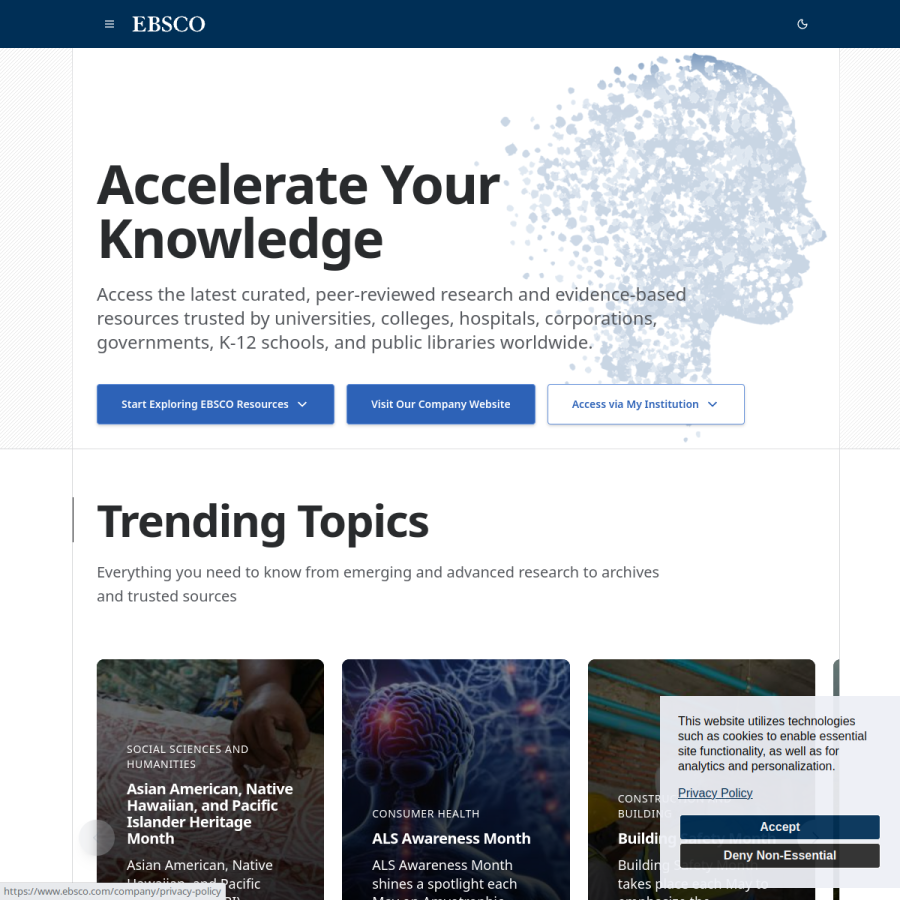 ebsco.com homepage screenshot