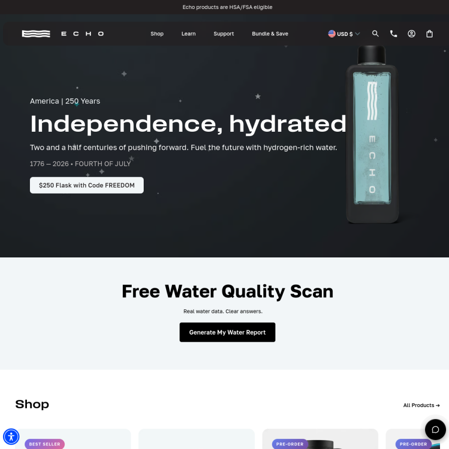 echowater.com homepage screenshot