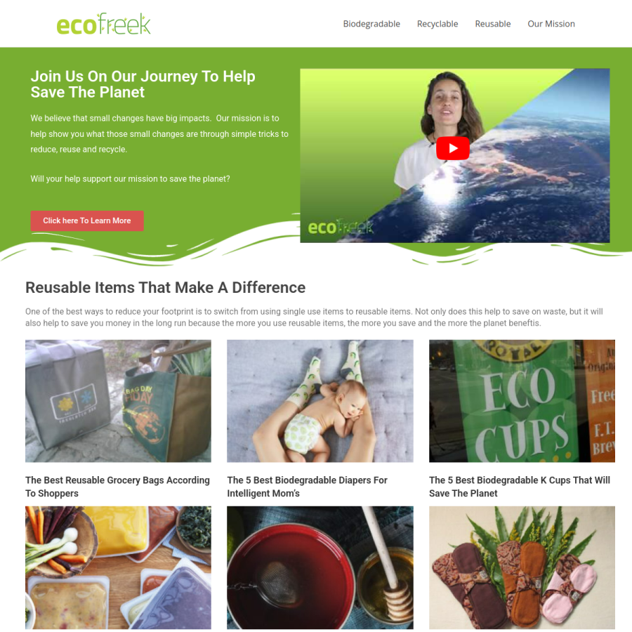 ecofreek.com homepage screenshot