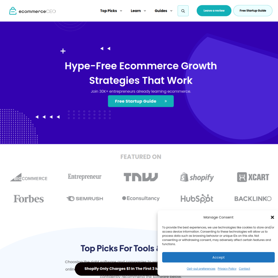 ecommerceceo.com homepage screenshot