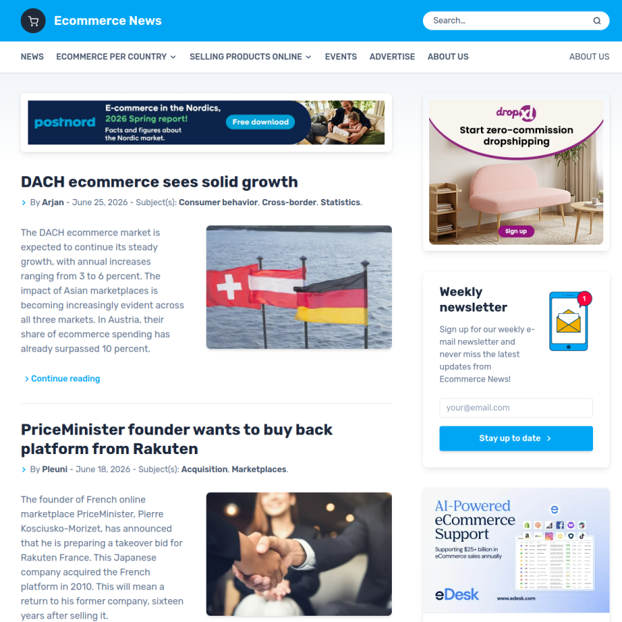 ecommercenews.eu homepage screenshot
