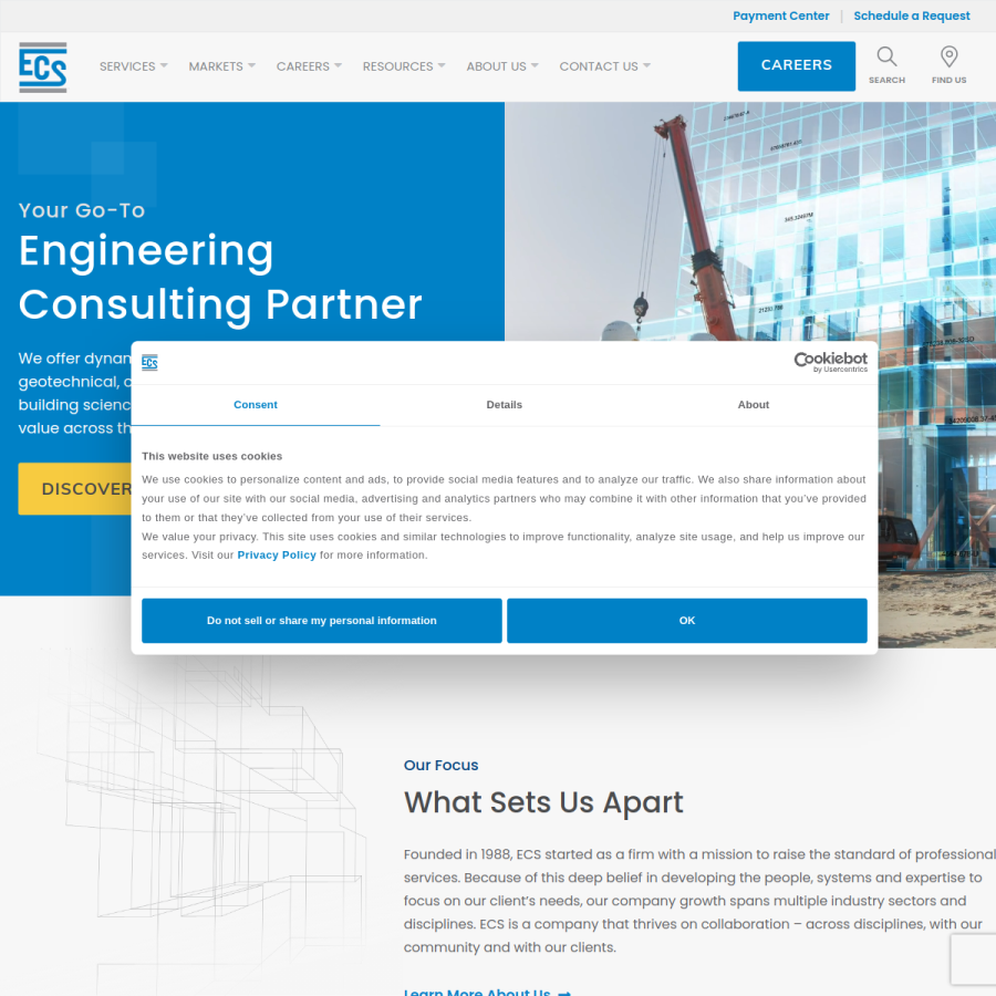 ecslimited.com homepage screenshot