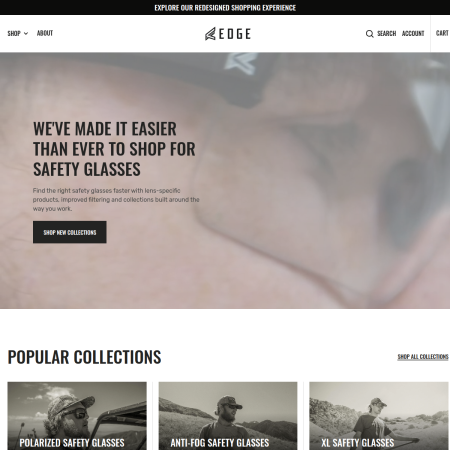 edgeeyewear.com homepage screenshot