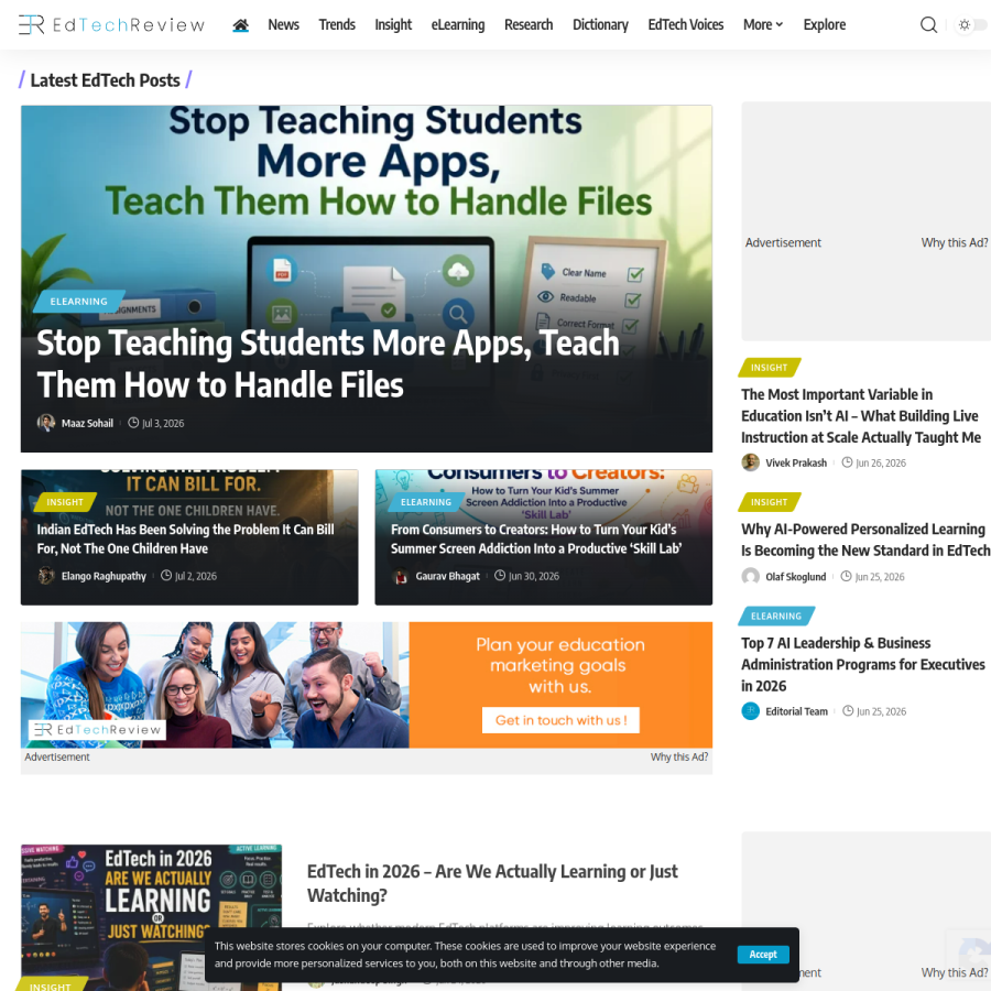 edtechreview.in homepage screenshot