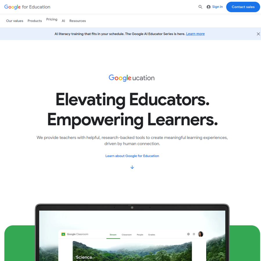 edu.google.com homepage screenshot