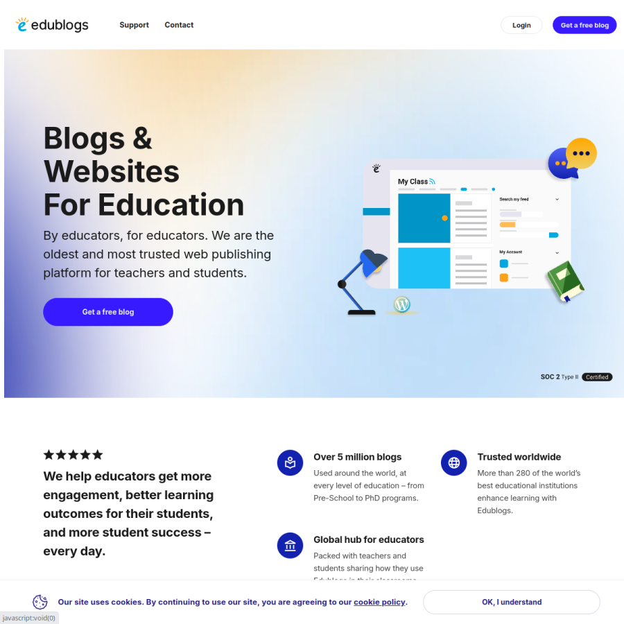 edublogs.org homepage screenshot