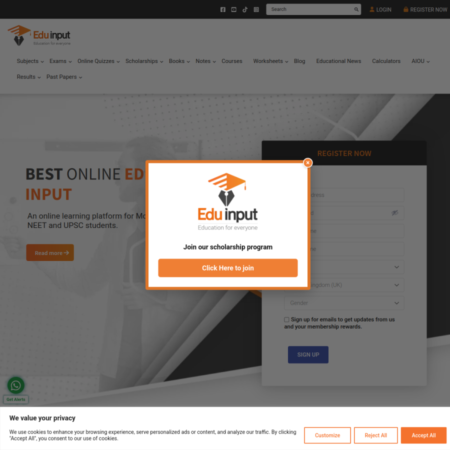 eduinput.com homepage screenshot