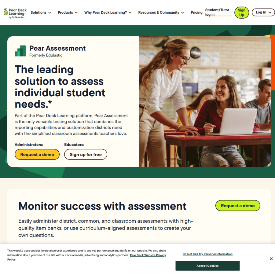 edulastic.com homepage screenshot