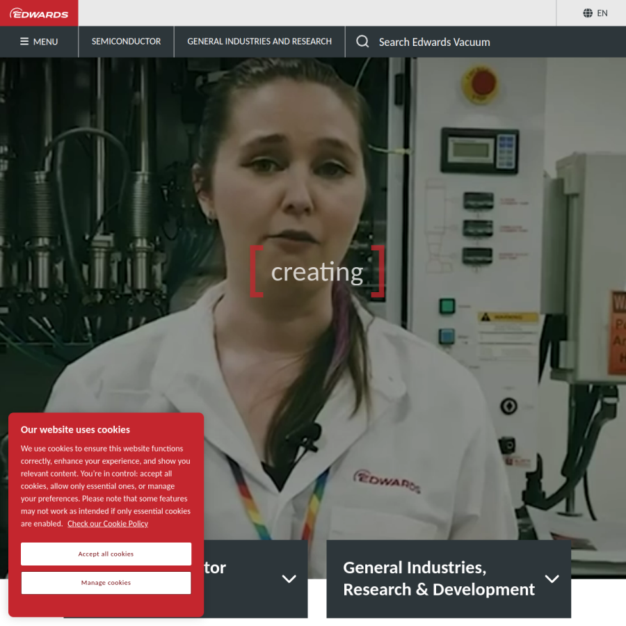 edwardsvacuum.com homepage screenshot