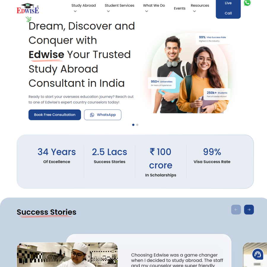 edwiseinternational.com homepage screenshot