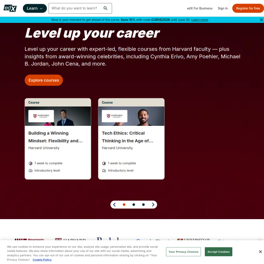 edx.org homepage screenshot