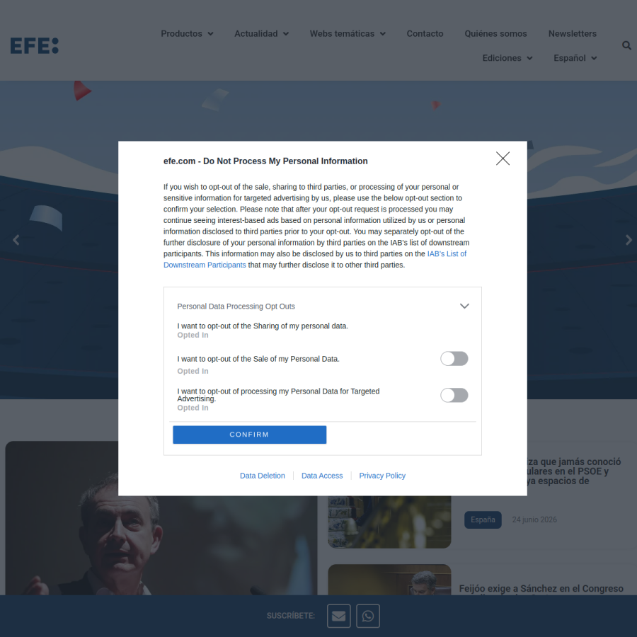 efe.com homepage screenshot