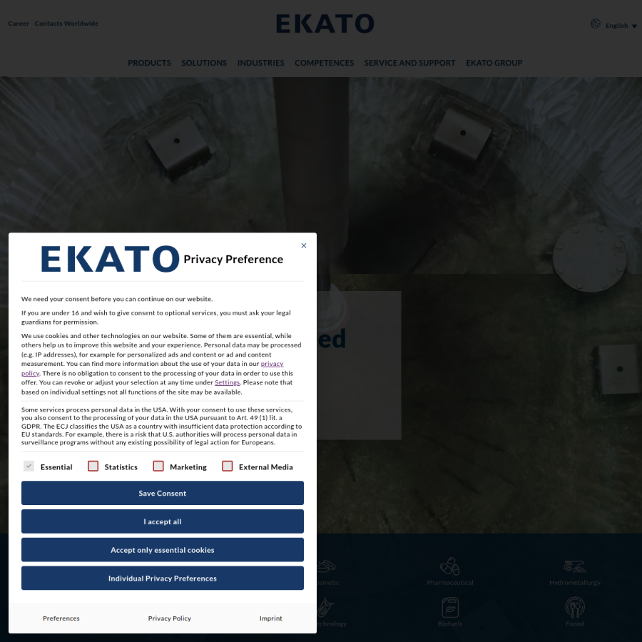 ekato.com homepage screenshot