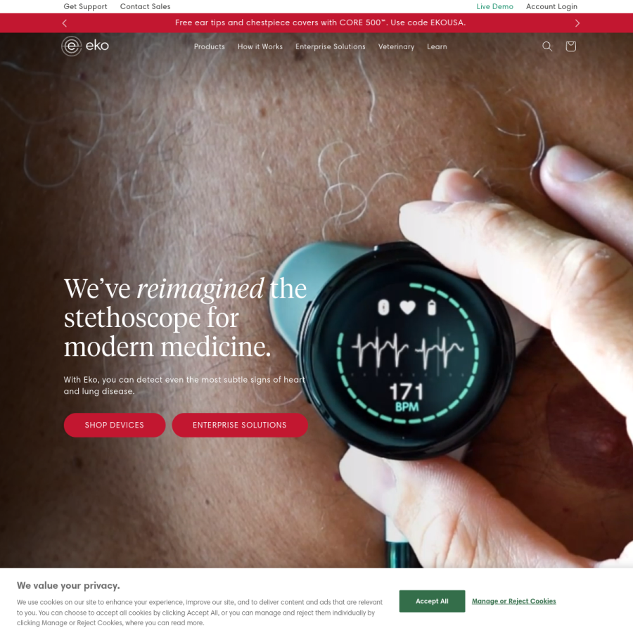 ekohealth.com homepage screenshot