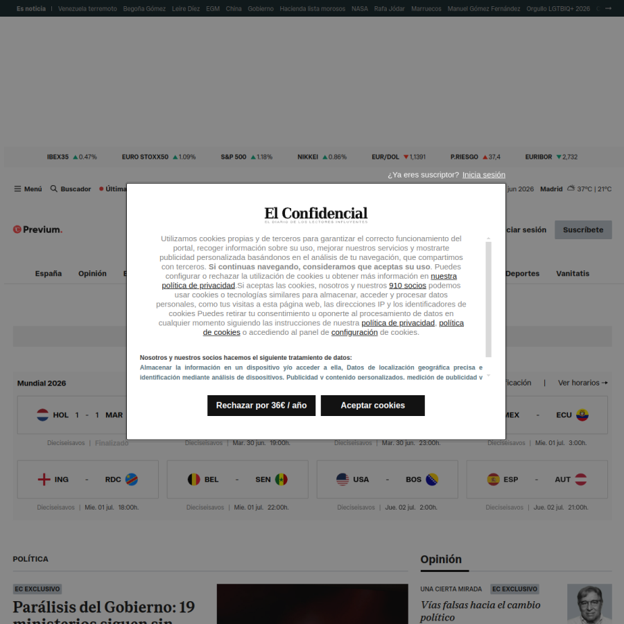 elconfidencial.com homepage screenshot