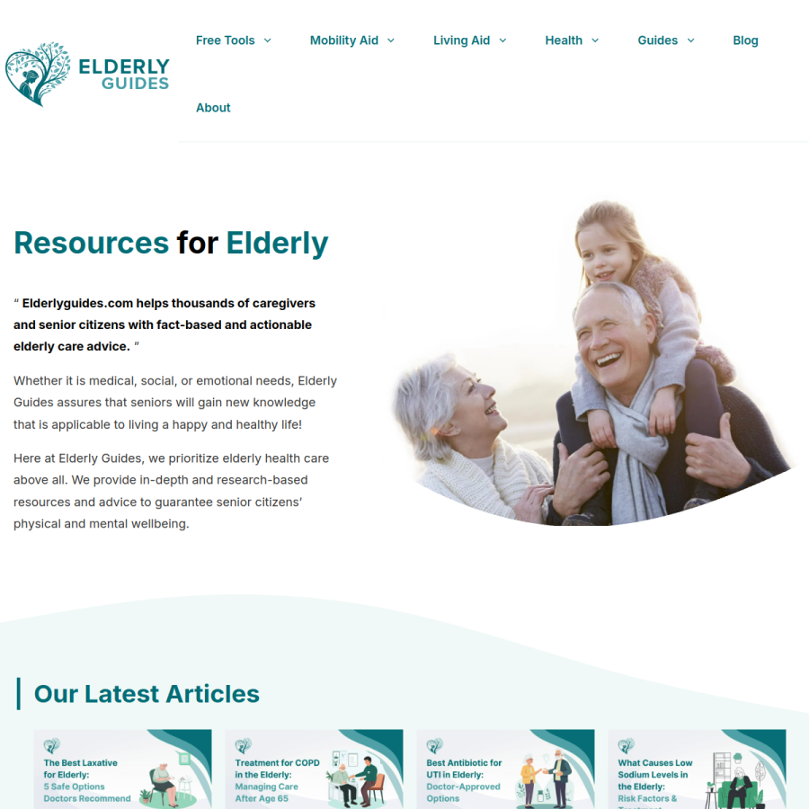elderlyguides.com homepage screenshot