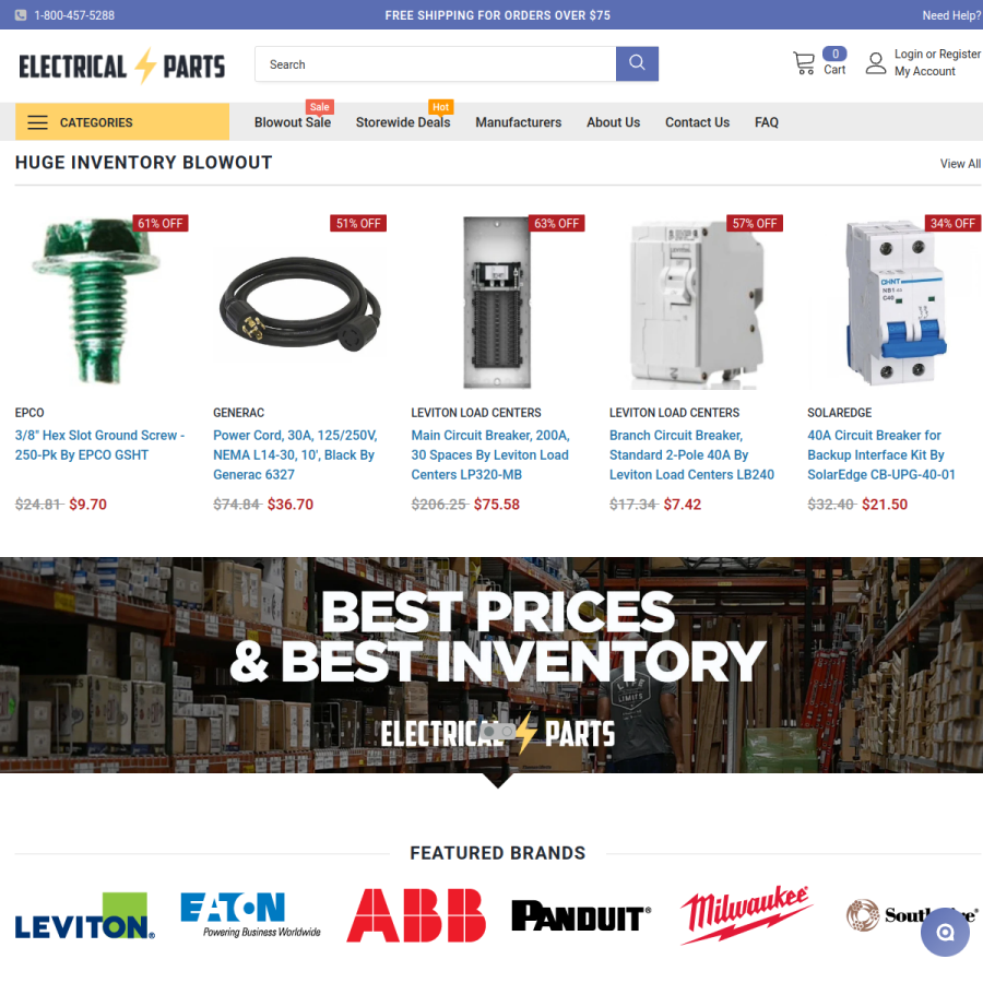 electricalparts.com homepage screenshot