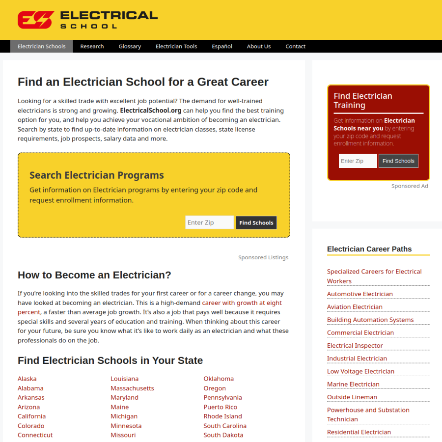 electricalschool.org homepage screenshot