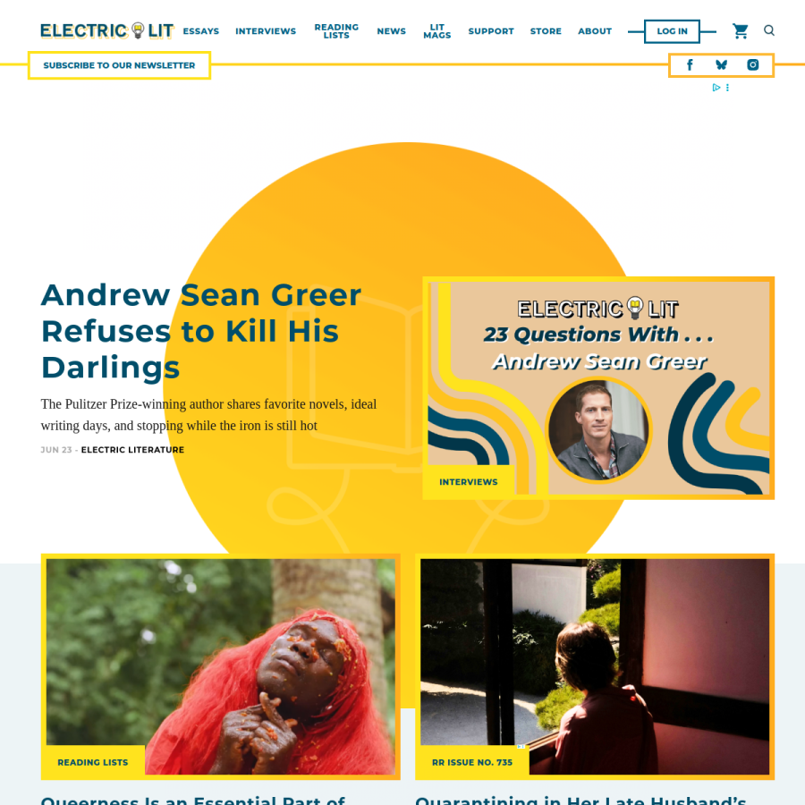 electricliterature.com homepage screenshot