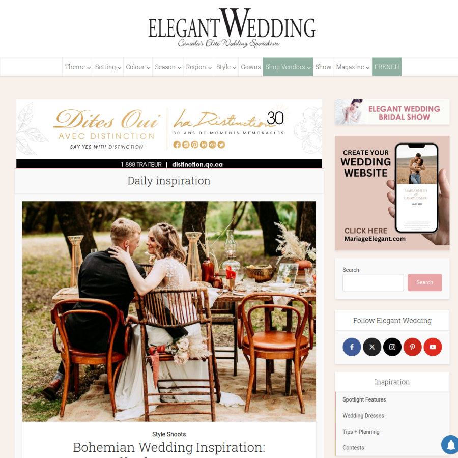 elegantwedding.ca homepage screenshot