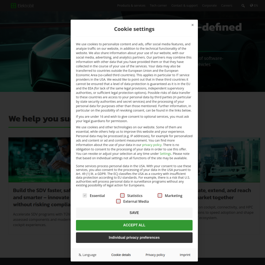 elektrobit.com homepage screenshot