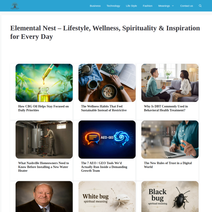 elementalnest.com homepage screenshot