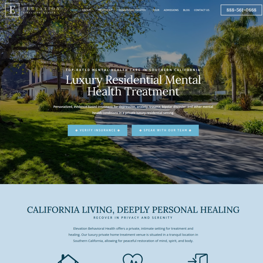 elevationbehavioralhealth.com homepage screenshot