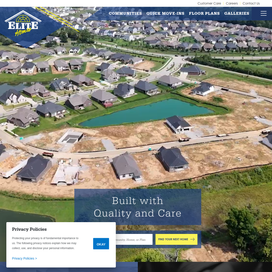 elitebuilthomes.com homepage screenshot