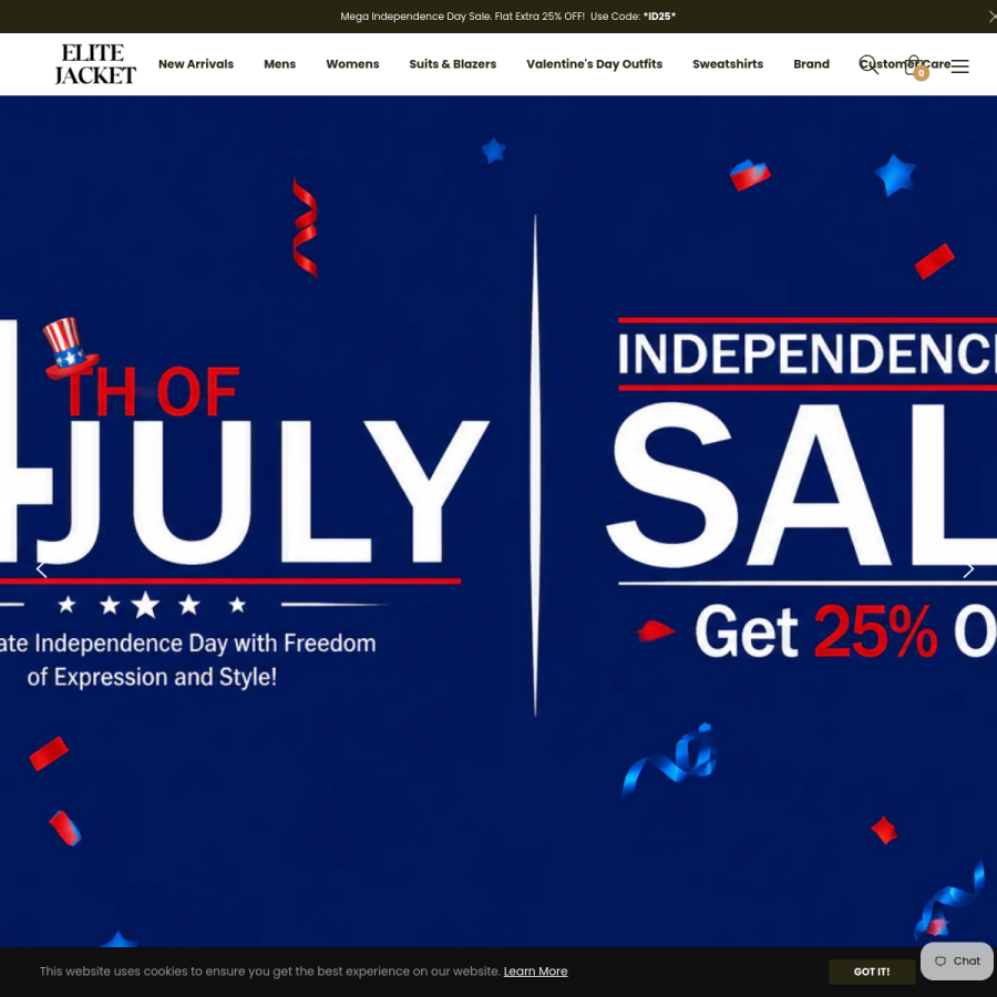 elitejacket.com homepage screenshot