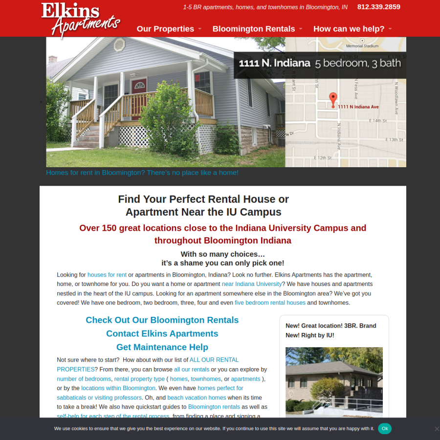elkinsapartments.com homepage screenshot