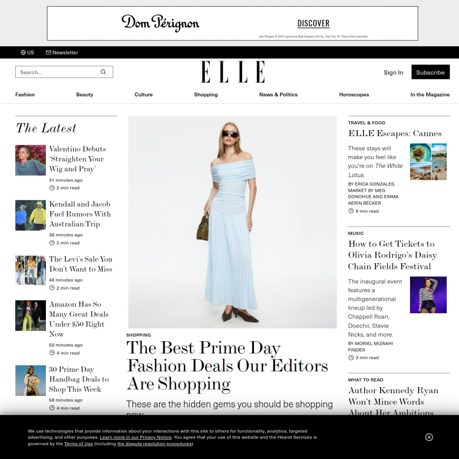 elle.com homepage screenshot