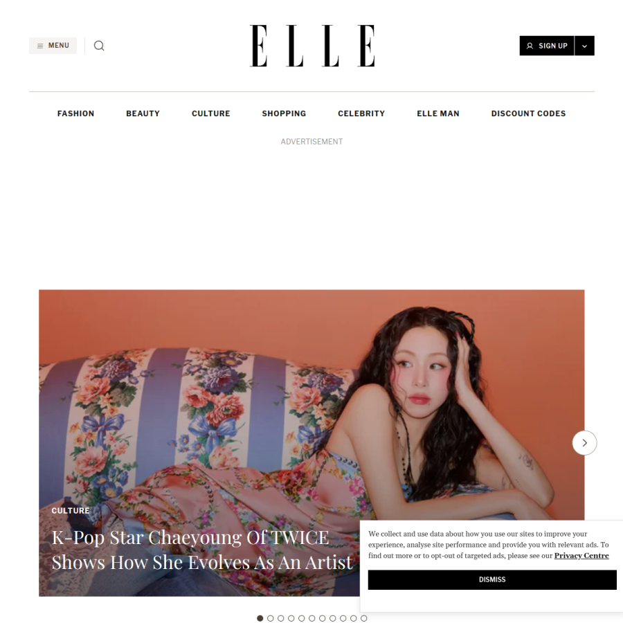 elle.com.au homepage screenshot