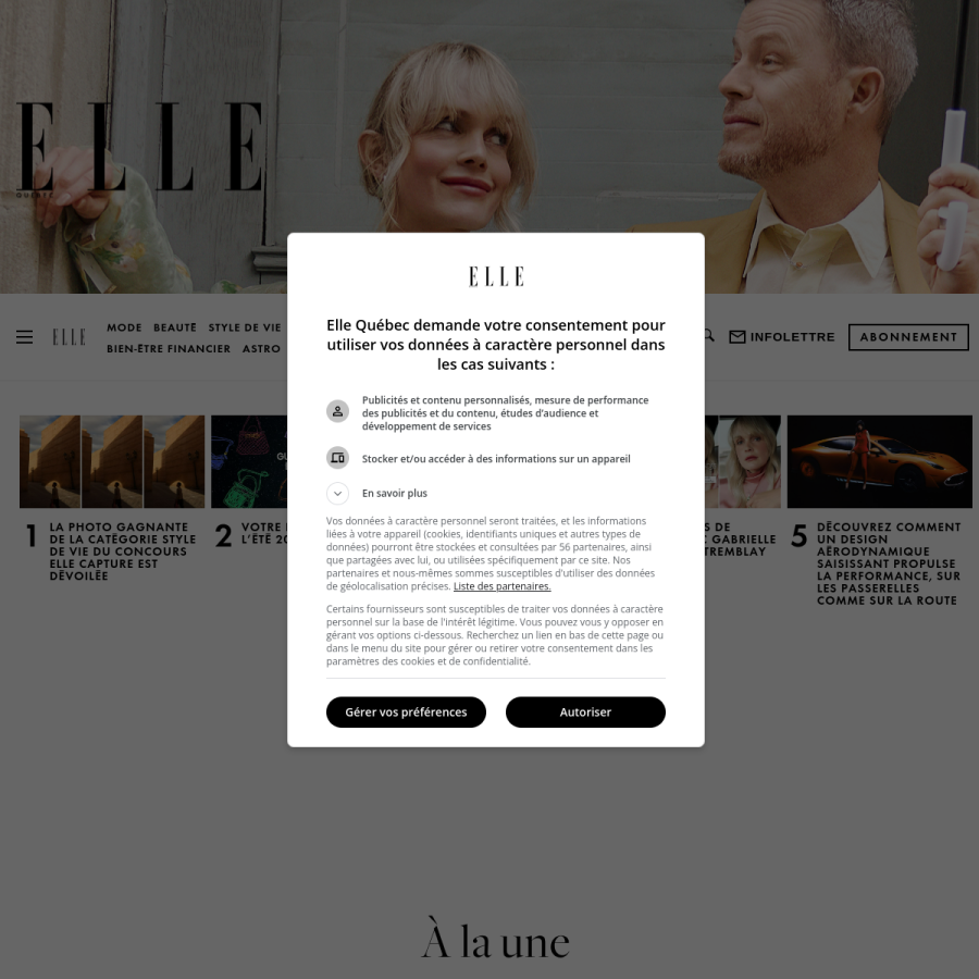 ellequebec.com homepage screenshot