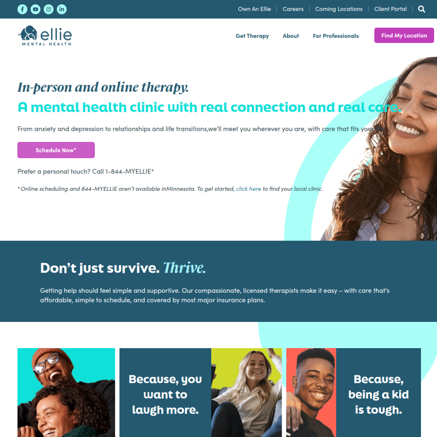 elliementalhealth.com homepage screenshot