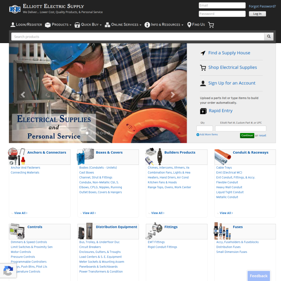 elliottelectric.com homepage screenshot