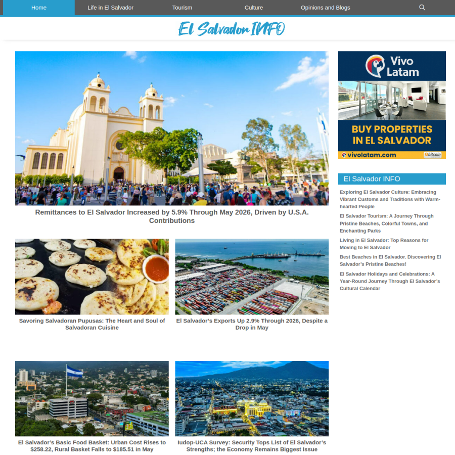 elsalvadorinfo.net homepage screenshot