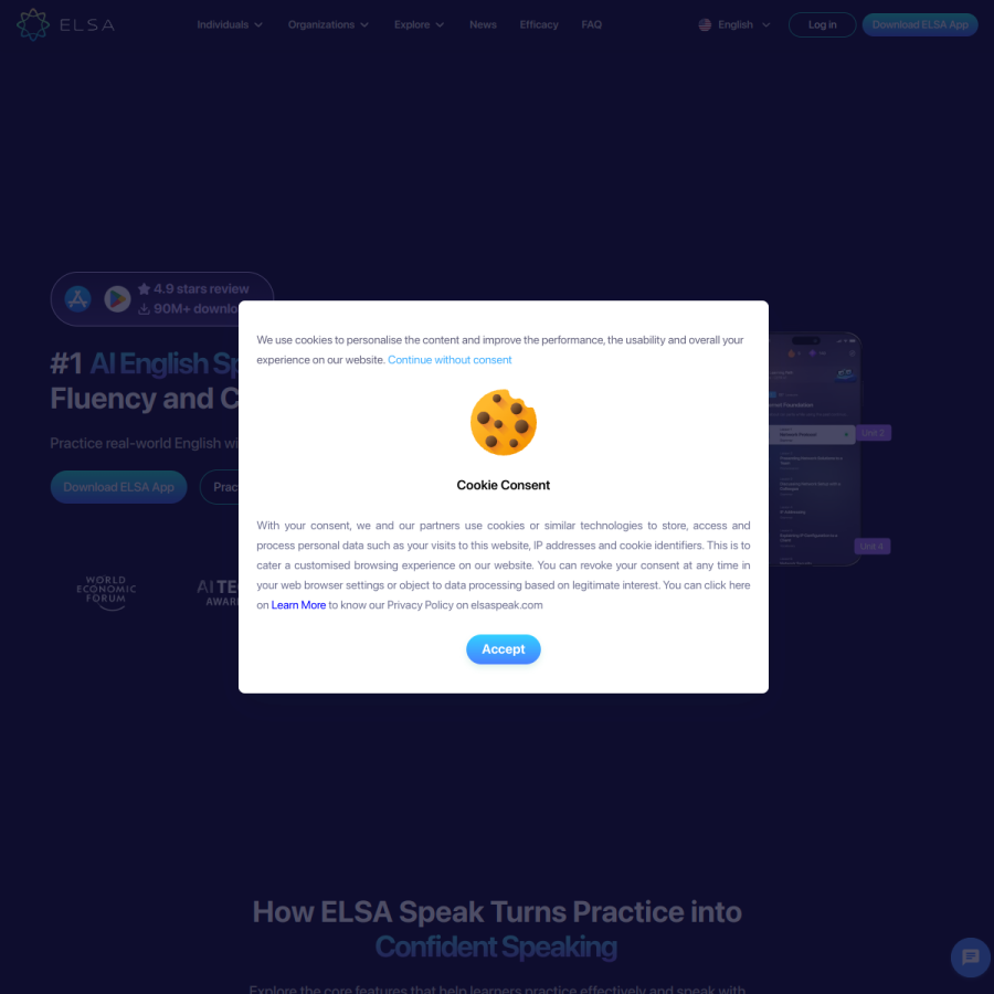 elsaspeak.com homepage screenshot
