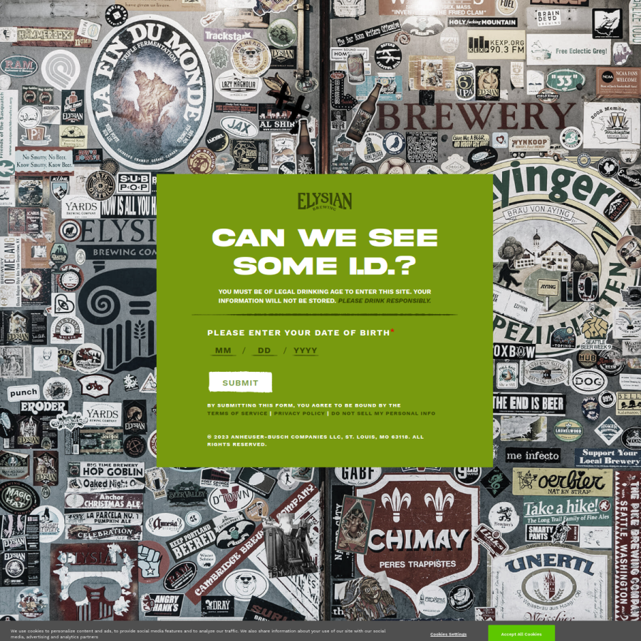 elysianbrewing.com homepage screenshot
